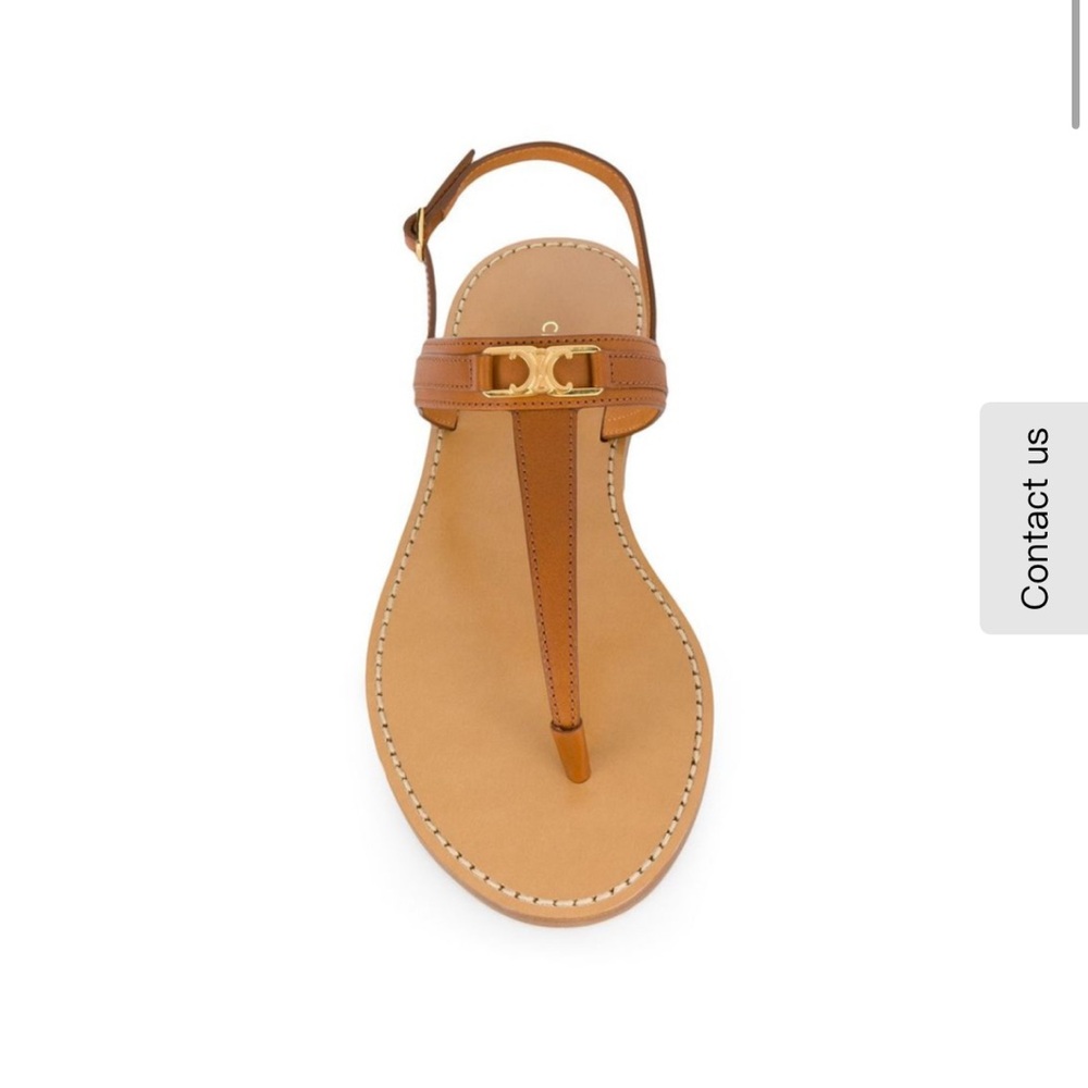 Celine Triomphe Thong in Vegetable - Tanned Calfskin